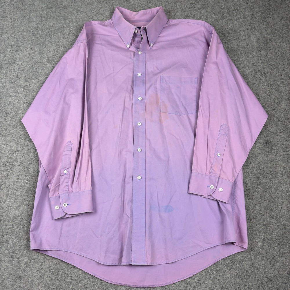 Hunt Club Button Down Shirt Mens 17 32/33 Lavender Twill‎ Cotton Long Sleeve